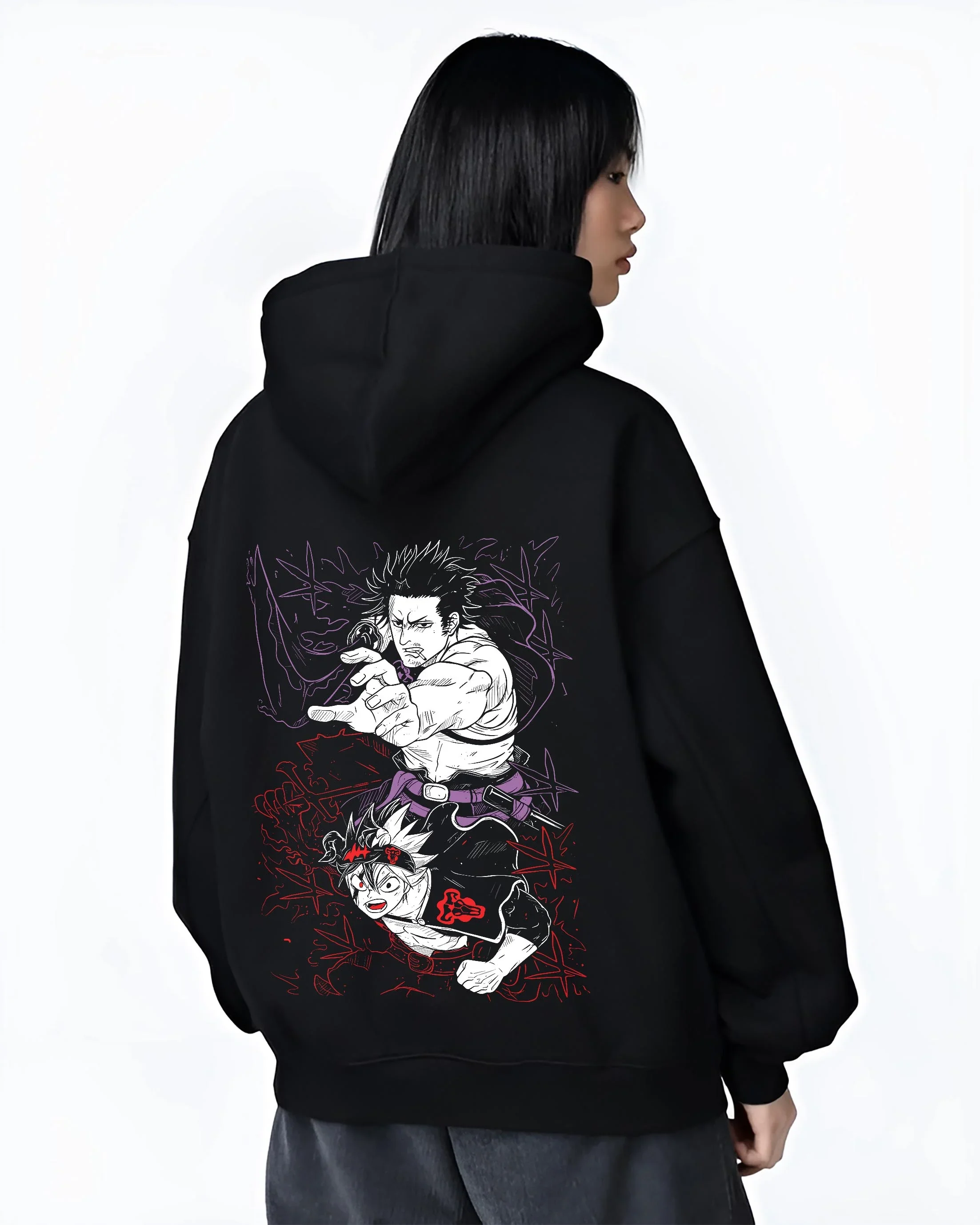 Asta Dark Grimoire Hoodie Black Clover Inferno Power - Image 3