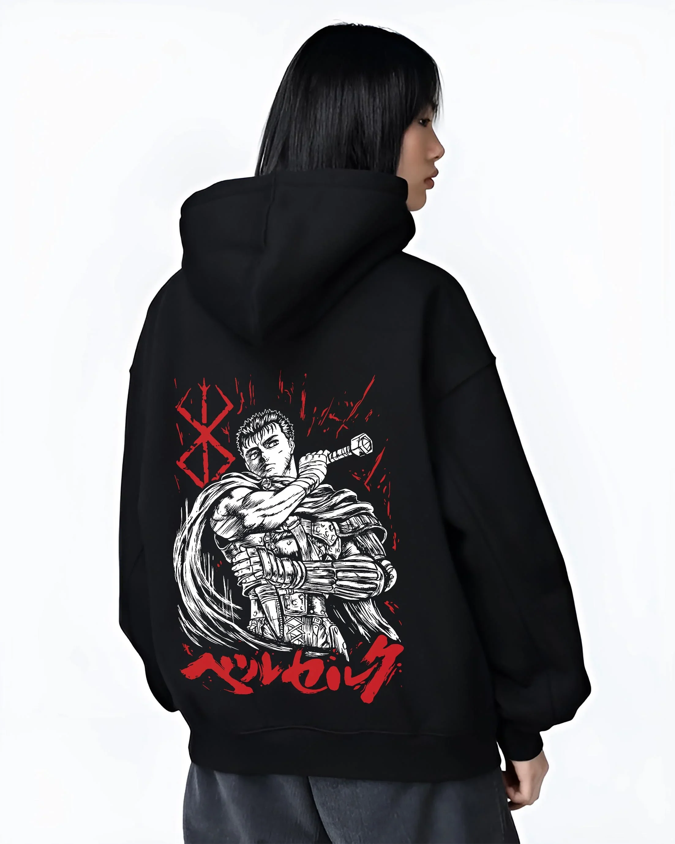 Berserk Guts Hoodie Black Swordsman Dark Blade Stare - Image 3