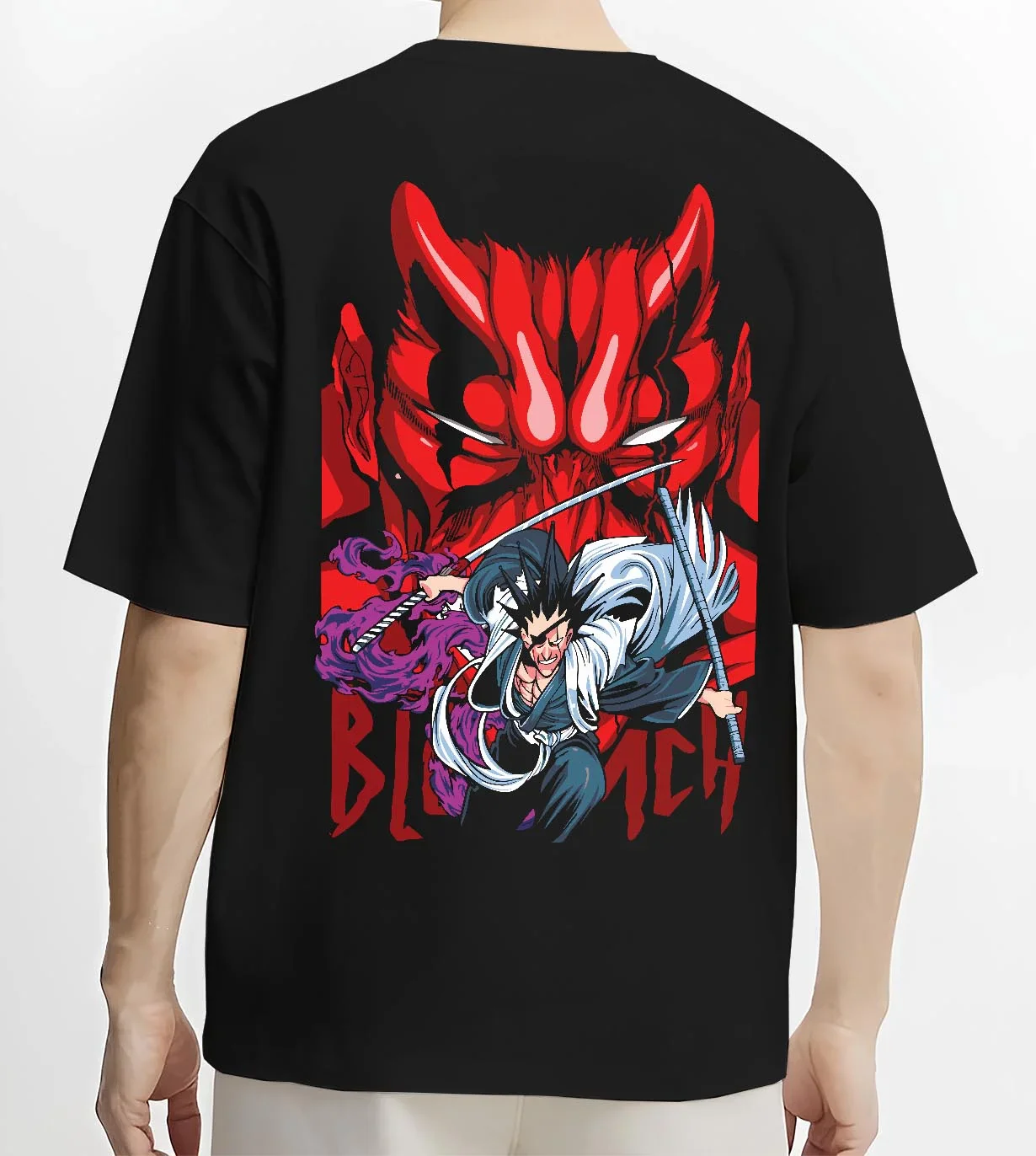 Bleach Hoodie Ichigo and Hollow Mask Red Retro Scene - Image 4