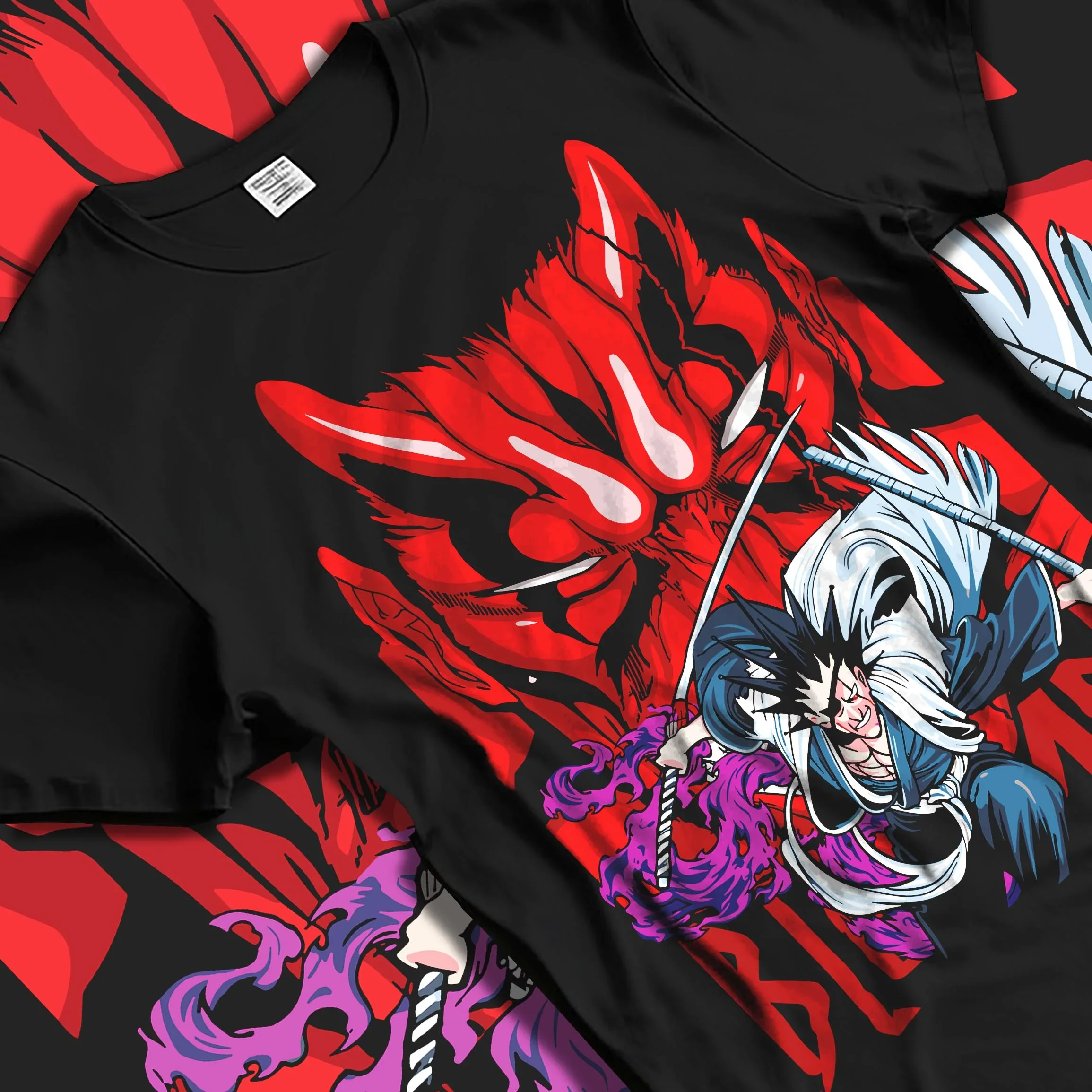 Bleach Hoodie Ichigo and Hollow Mask Red Retro Scene - Image 5
