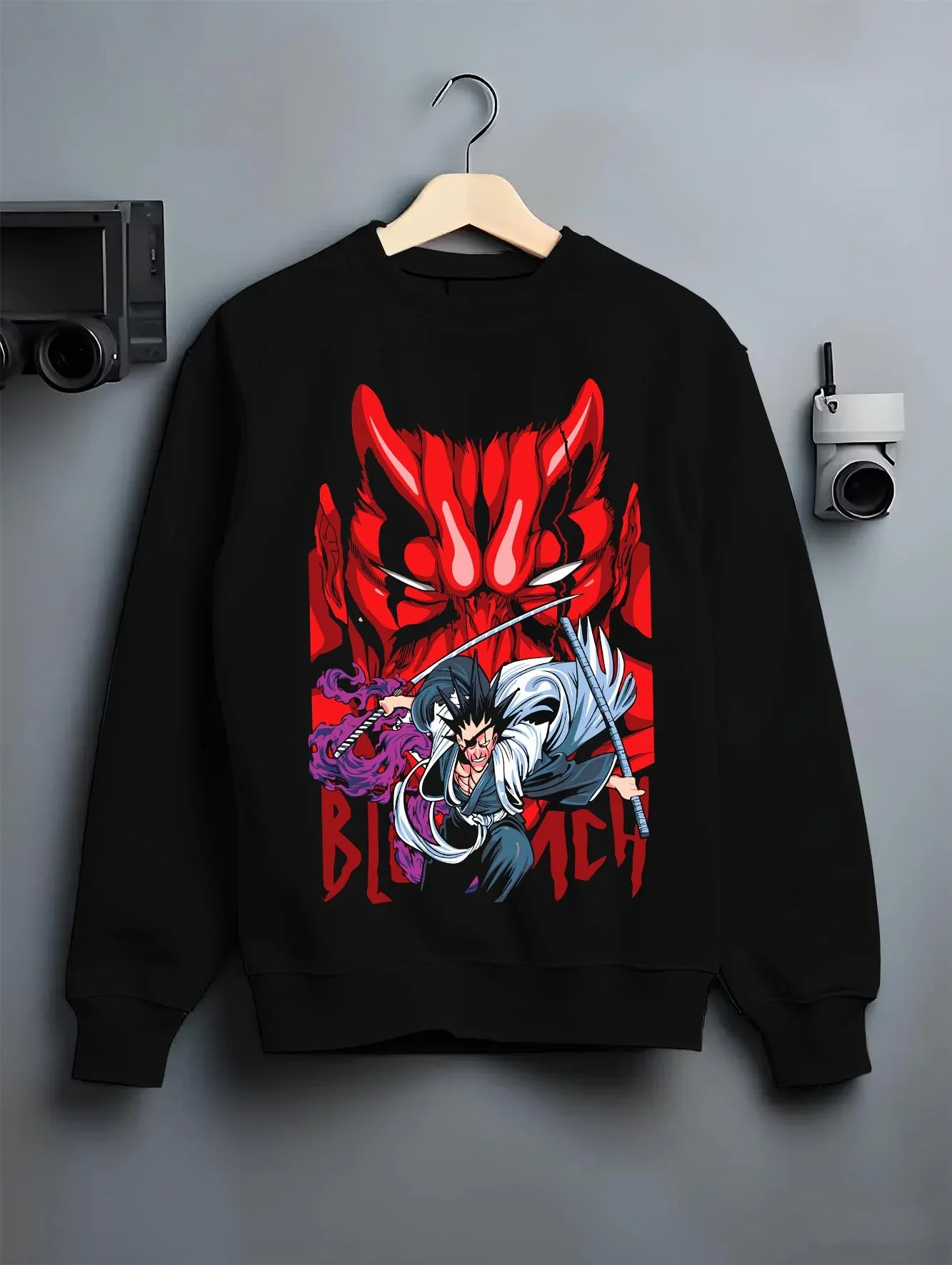 Bleach Hoodie Ichigo and Hollow Mask Red Retro Scene - Image 6