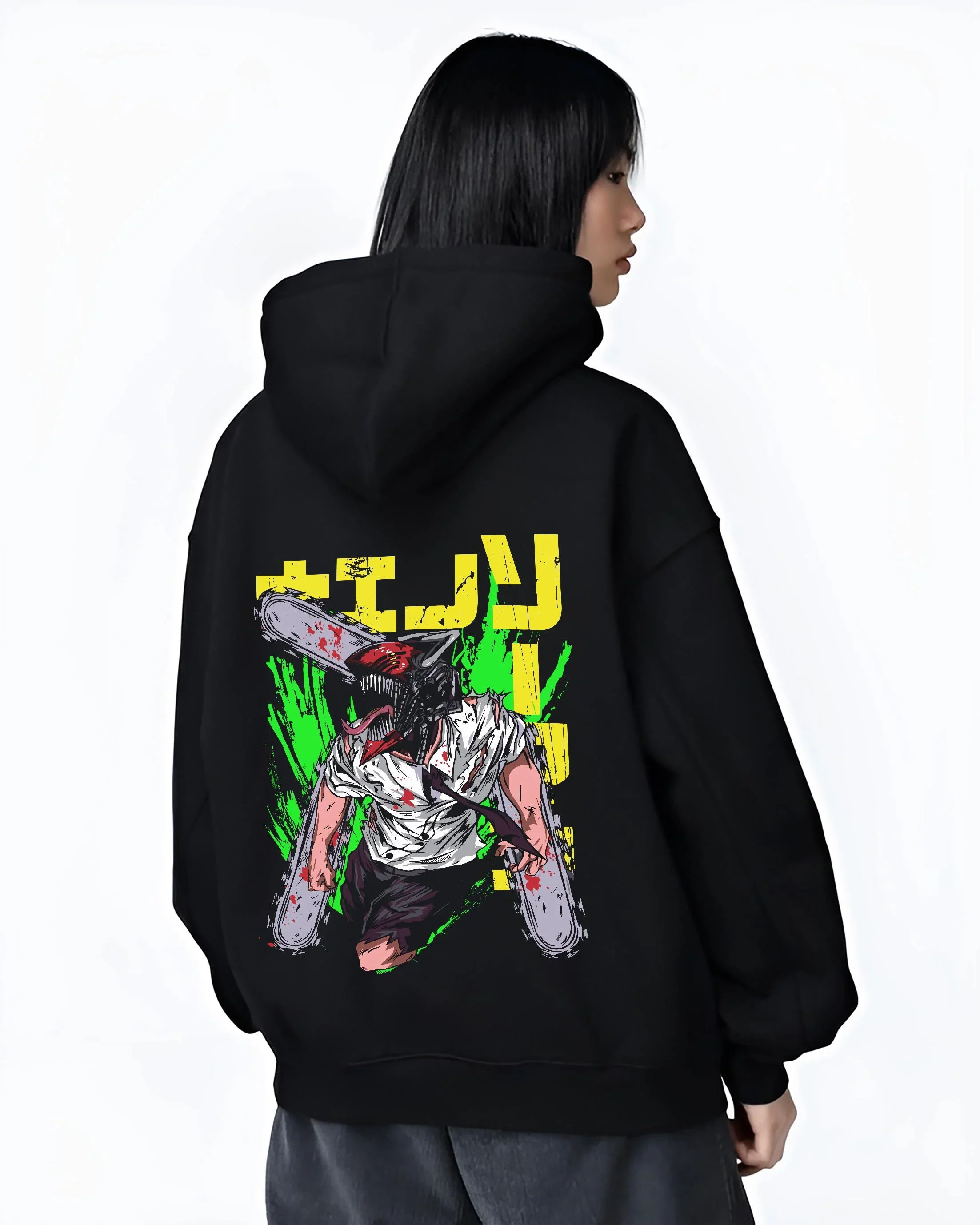 Chainsaw Man Hoodie Denji Devil Hunter Green Slash - Image 3