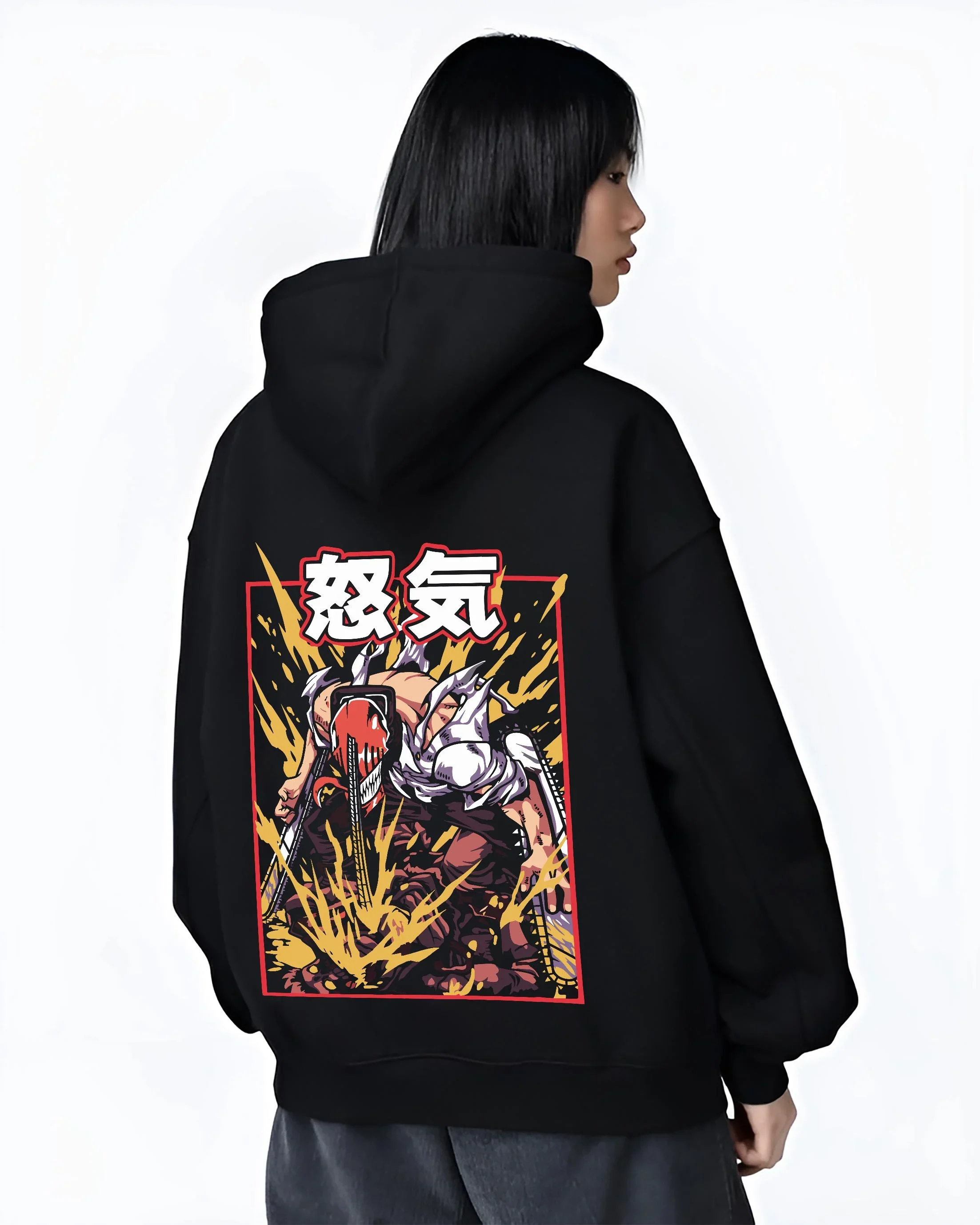 Chainsaw Man Hoodie Denji Devil Hunter Rage Flames - Image 3