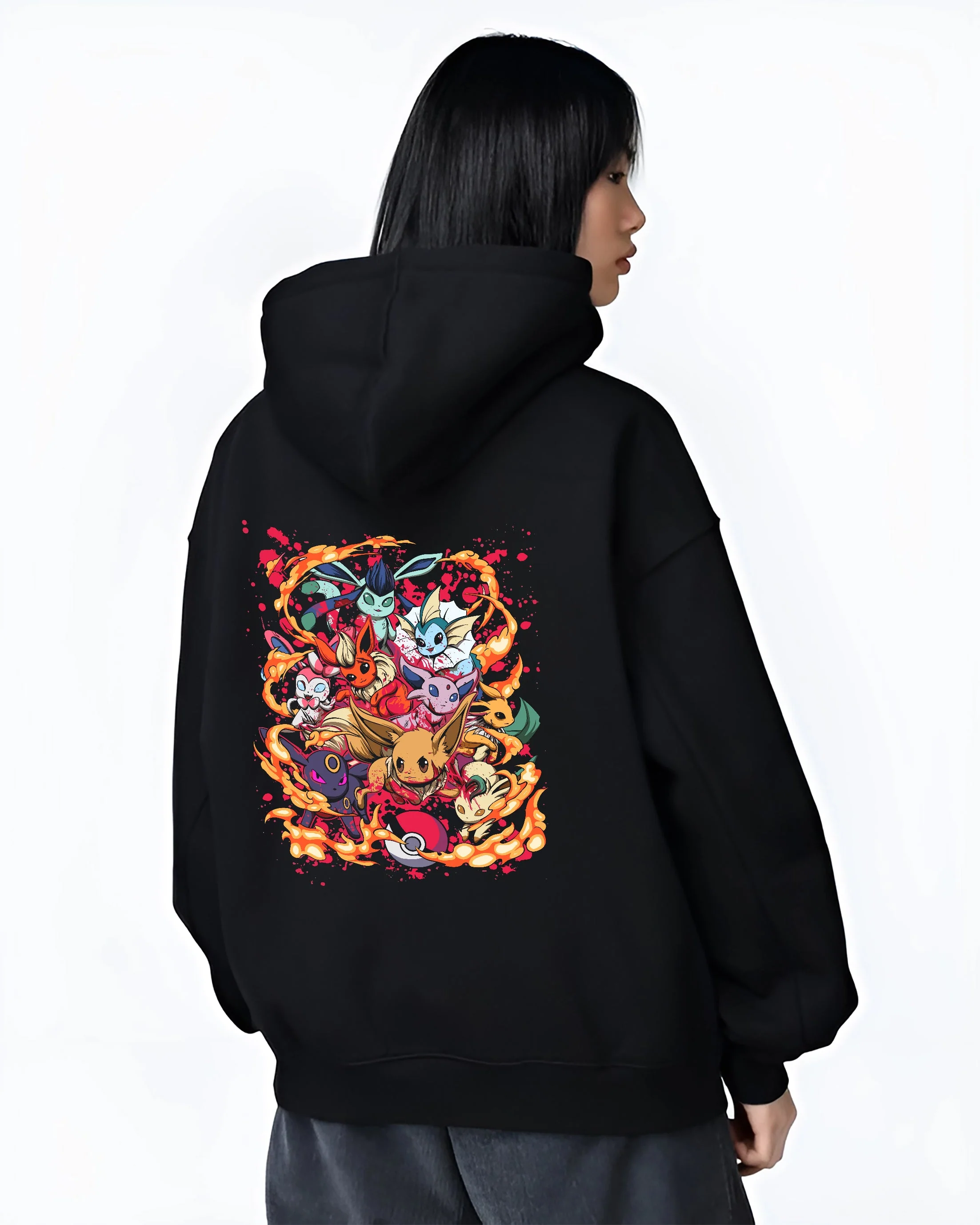 Eevee & Eeveelutions Pokémon Graphic Streetwear Hoodie - Image 3