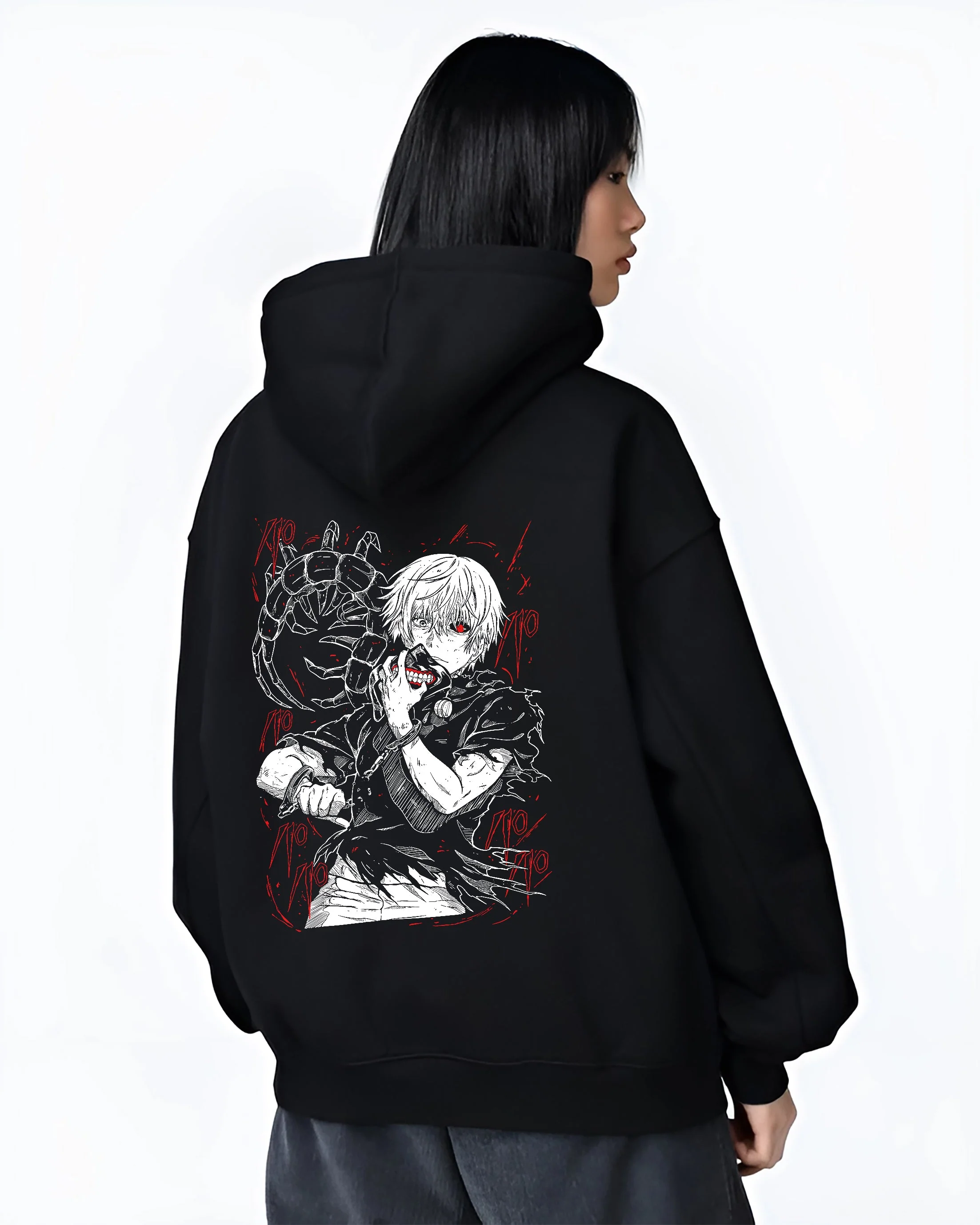 Kaneki Ken Tokyo Ghoul Kagune Red Anime Streetwear Hoodie - Image 3