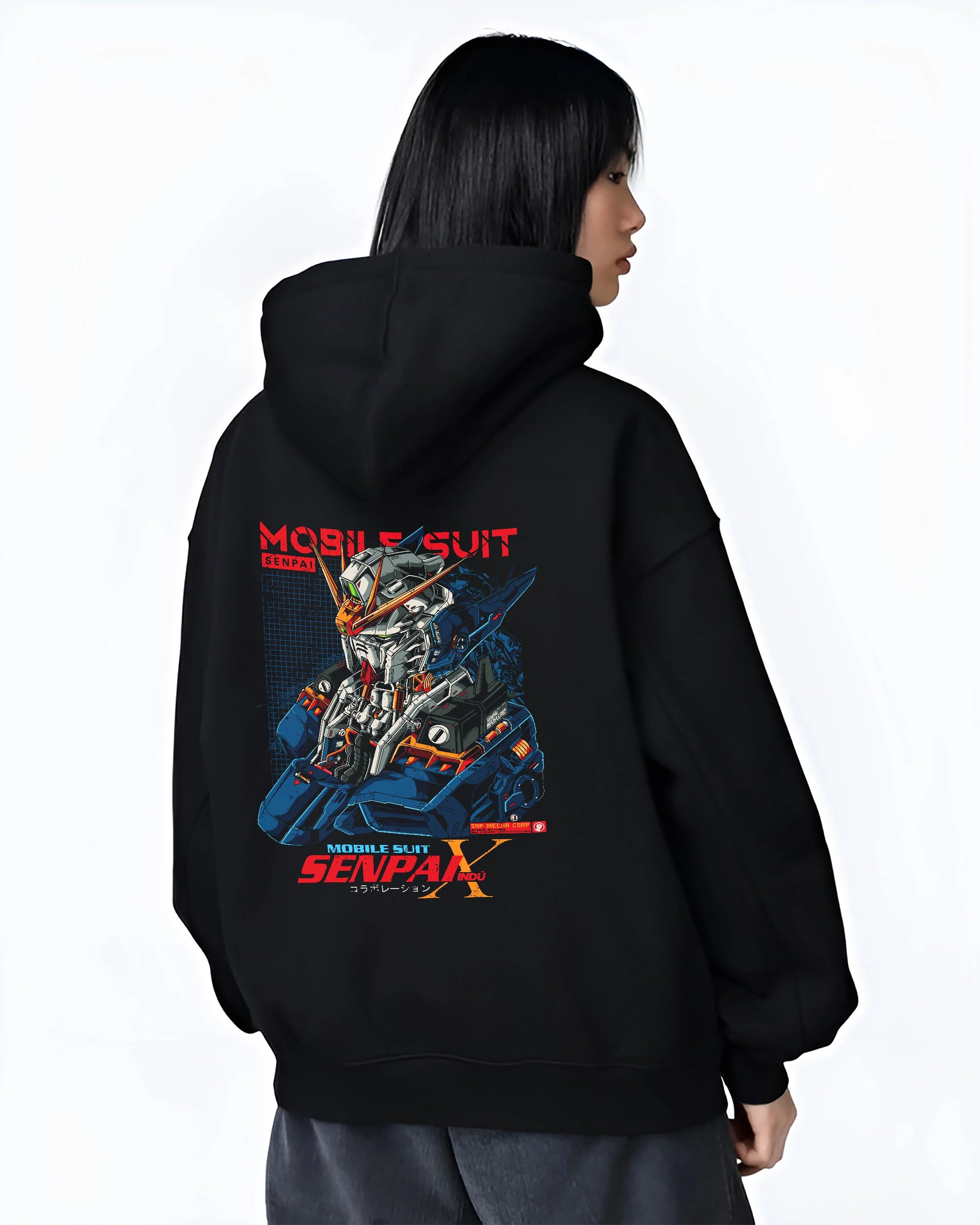 Mobile Suit Gundam Senpai INDU Mecha Anime Hoodie - Image 3