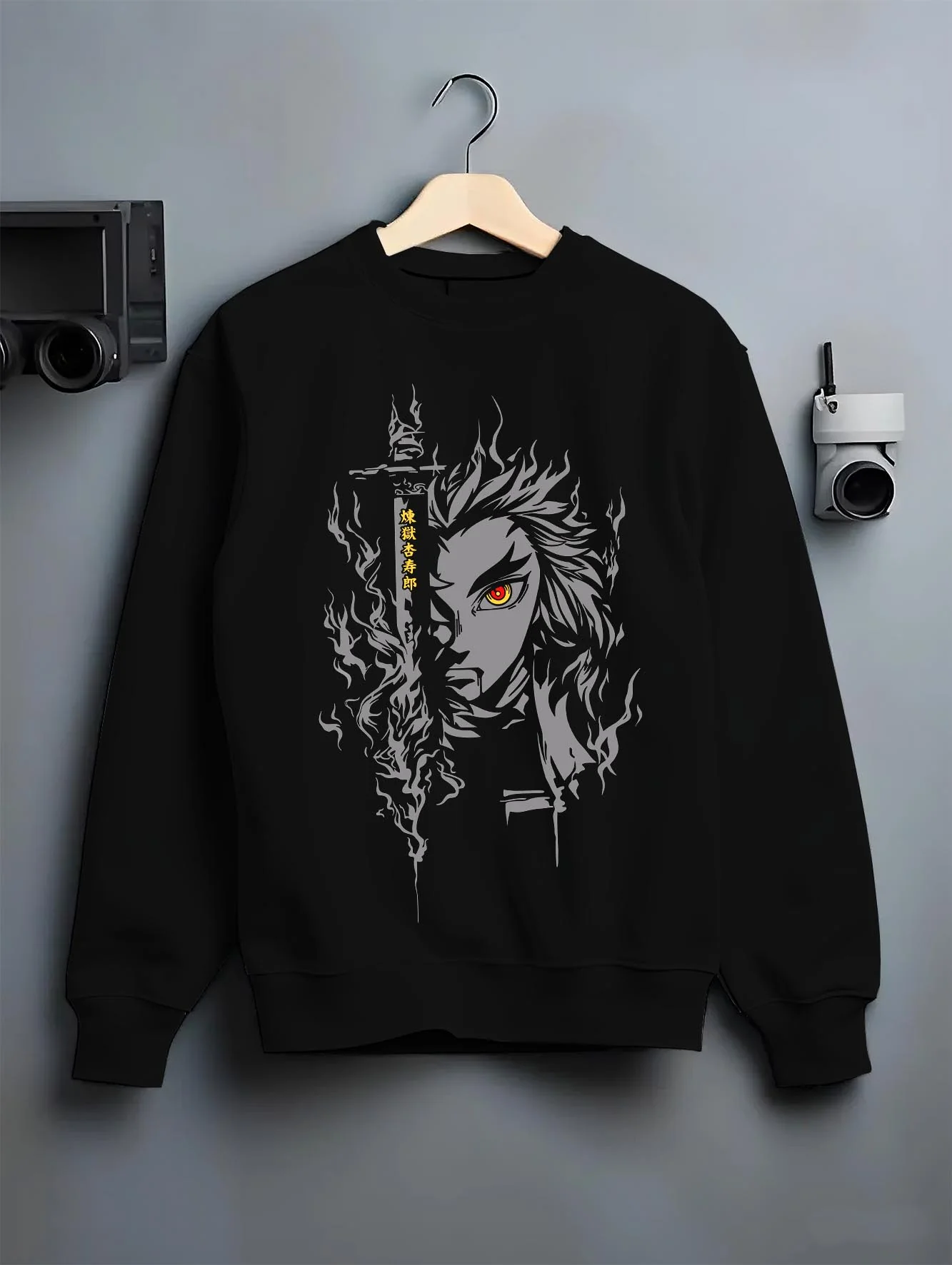 Kyojuro Rengoku Flame Hashira Demon Slayer Grey Hoodie - Image 6
