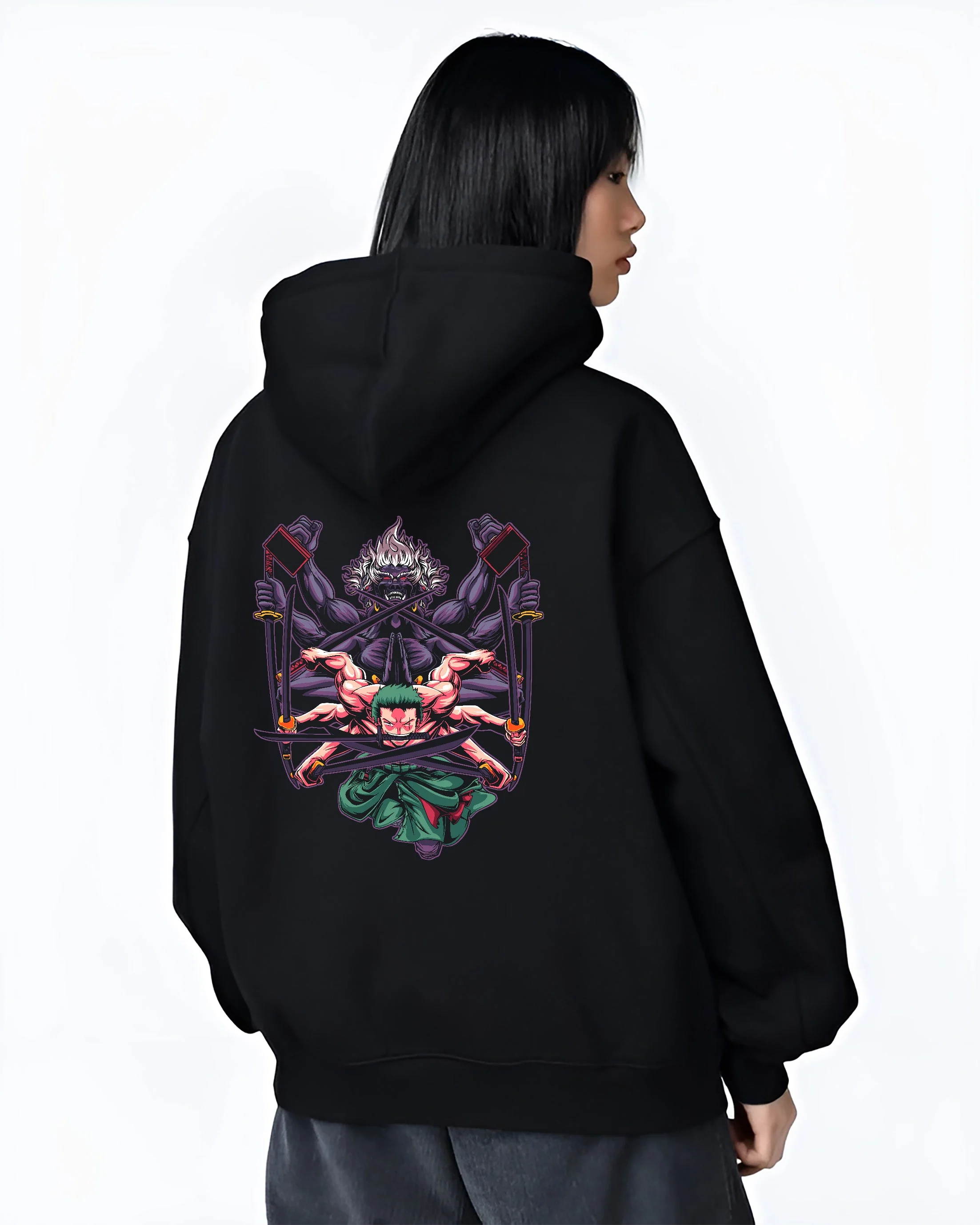 Zoro Asura One Piece Straw Hat Anime Battle Hoodie - Image 3